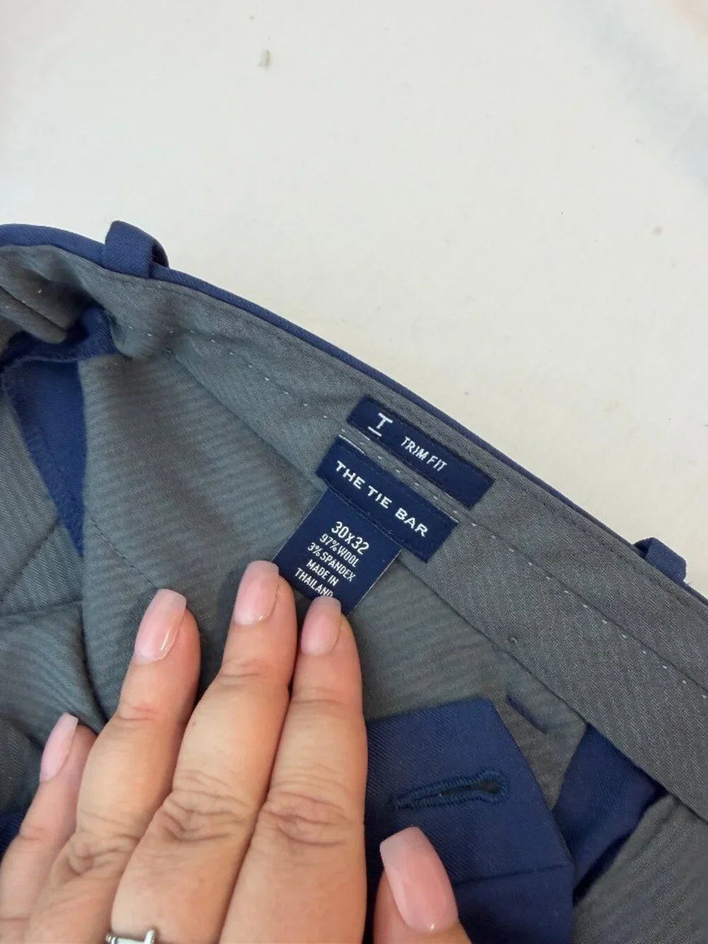 Men's Tie Bar Navy Dress Pants Trim Fit